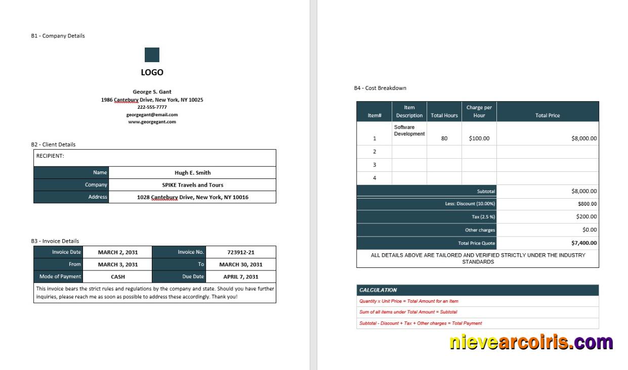 Sample Freelance Invoice